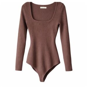 Abercrombie & Fitch Brown Ribbed Bodysuit